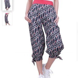 Batik Melati blue white red harem pants elastic M